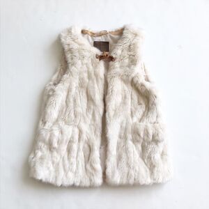 Zara kids off White faux fur vest EUC 11-12Y